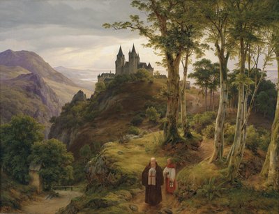 Romantic Landscape with Monastery by Carl Friedrich Lessing